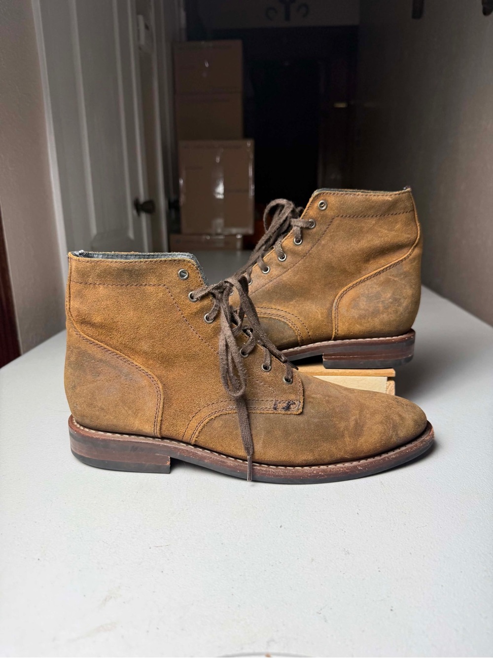 Thursday Boot President Mocha Suede Roughout Service Plain Toe 11 Mens Lug Sole